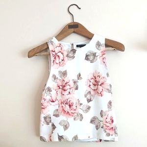 Floral crop top with open back, pink/white, women XS Dynamite brand